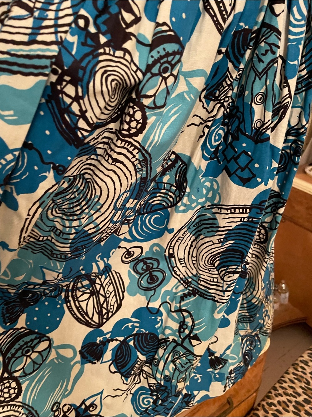 1950s Tiki Halter Circle Skirt Bolero 3pc Set Blue Black Cotton XS - Picture 4 of 15